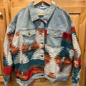 Womens 3X Southwest/Denim Distressed Jacket